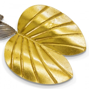WR754-Premium Distressed Design Rustic Golden Lotus Pad And Cream Blossom Metal Wall Decor (3)