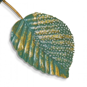 WR755-Distressed Design Rustic Golden And Green Leaf Branch Metal Wall Decor (7)
