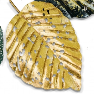 WR755-Distressed Design Rustic Golden And Green Leaf Branch Metal Wall Decor (8)