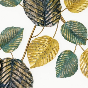 WR755-Distressed Design Rustic Golden And Green Leaf Branch Metal Wall Decor (9)