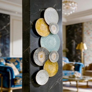 WR756-Distressed Design Rustic Golden Teal White Mandala Medallion Metal Wall Decor Art (2)
