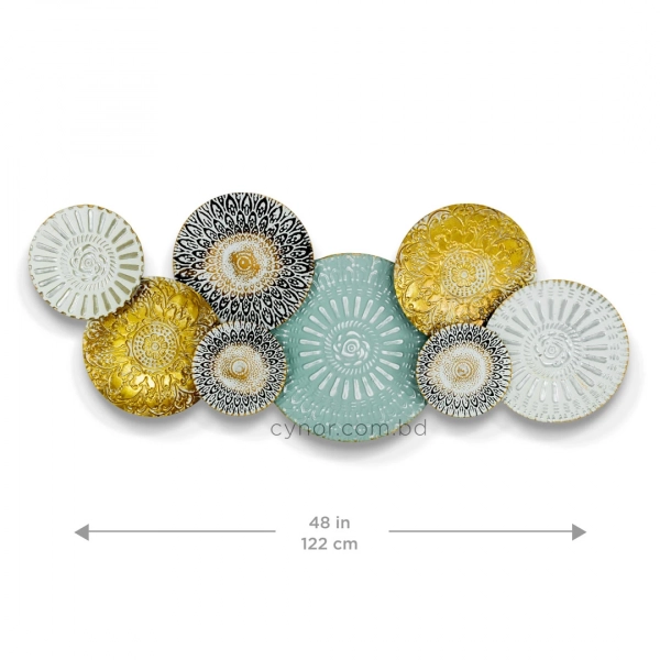 WR756-Distressed Design Rustic Golden Teal White Mandala Medallion Metal Wall Decor Art (4)