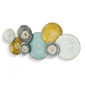 WR756-Distressed Design Rustic Golden Teal White Mandala Medallion Metal Wall Decor Art (5)