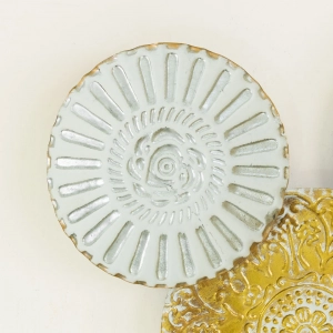 WR756-Distressed Design Rustic Golden Teal White Mandala Medallion Metal Wall Decor Art (6)