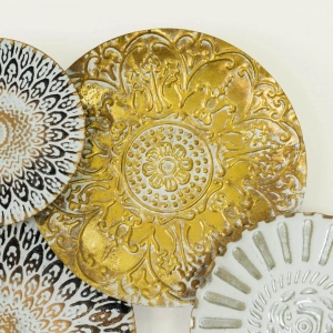 WR756-Distressed Design Rustic Golden Teal White Mandala Medallion Metal Wall Decor Art (7)